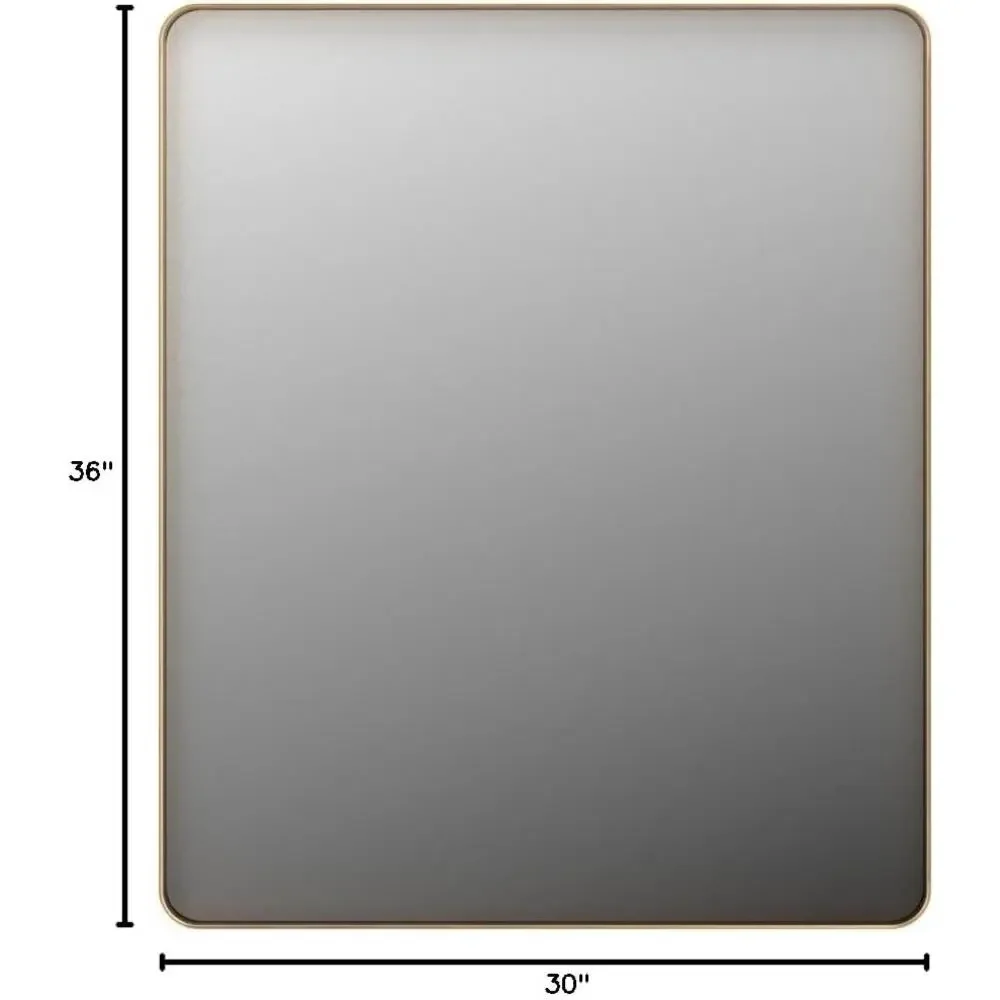 LOAAO 30x36 Gold Bathroom Mirror Rounded Rectangle Vanity Wall Mirror